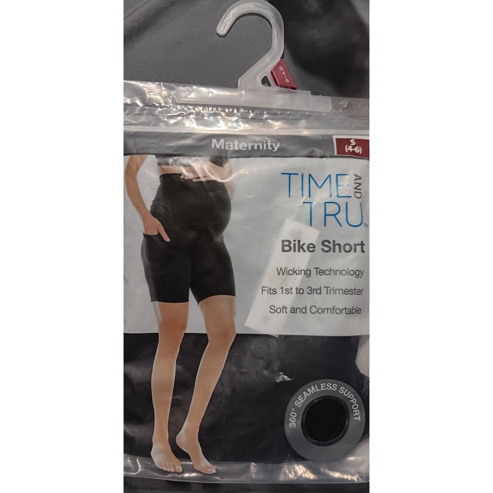 Time and Tru Maternity Bike Shorts Black Made w Moisture-Wicking Fabric Small